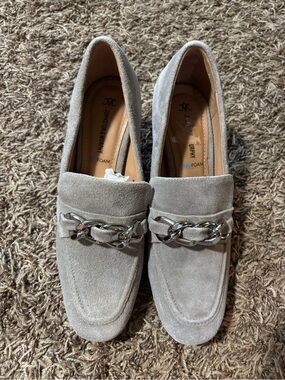 Johnston & Murphy Eleanor Chain Loafers Heels Women’s Light Grey Size 6